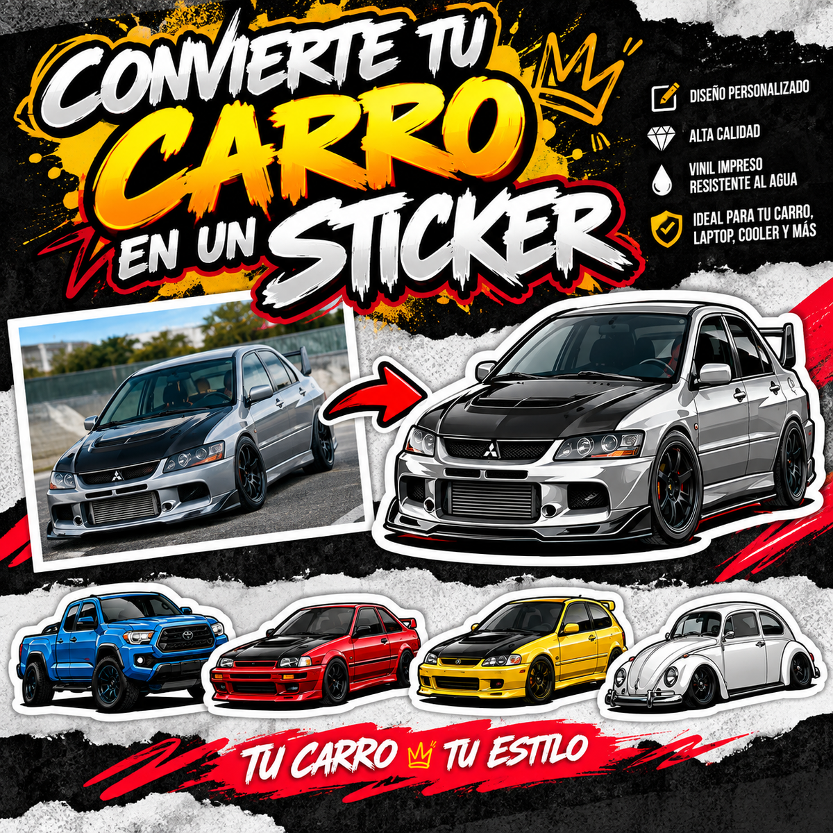 Convierte Carro en un Stickers